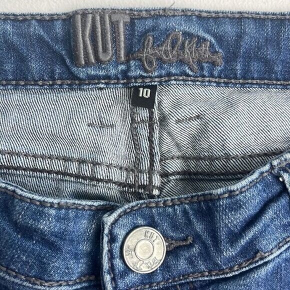 Kut from the Kloth Blue Jeans Straight Leg Embroidered Pocket Cigarette Denim 10 - Picture 11 of 11